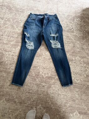 BOLD elements Dark Blue Ripped Boyfriend Jeans